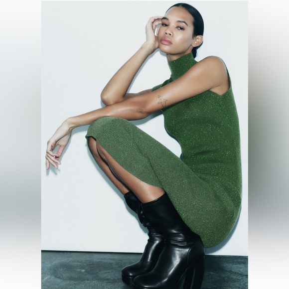 Zara NWT Knit Dress With Metallic Thread size M - Picture 5 of 10
